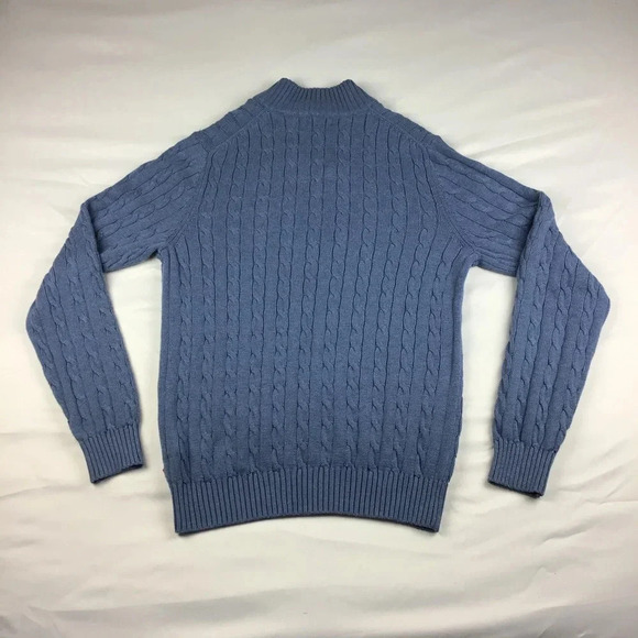 Izod Men’s Blue Cable Knit 1/4 Zip Pullover Sweater Size Small - Picture 3 of 3
